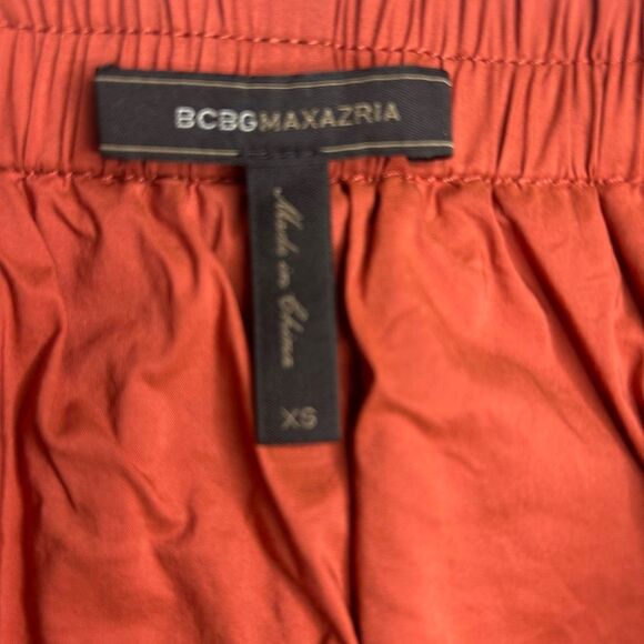 BCBG Maxazira Aiden Suede Mini Skirt Orange Pull-on XS Pockets - Picture 4 of 6